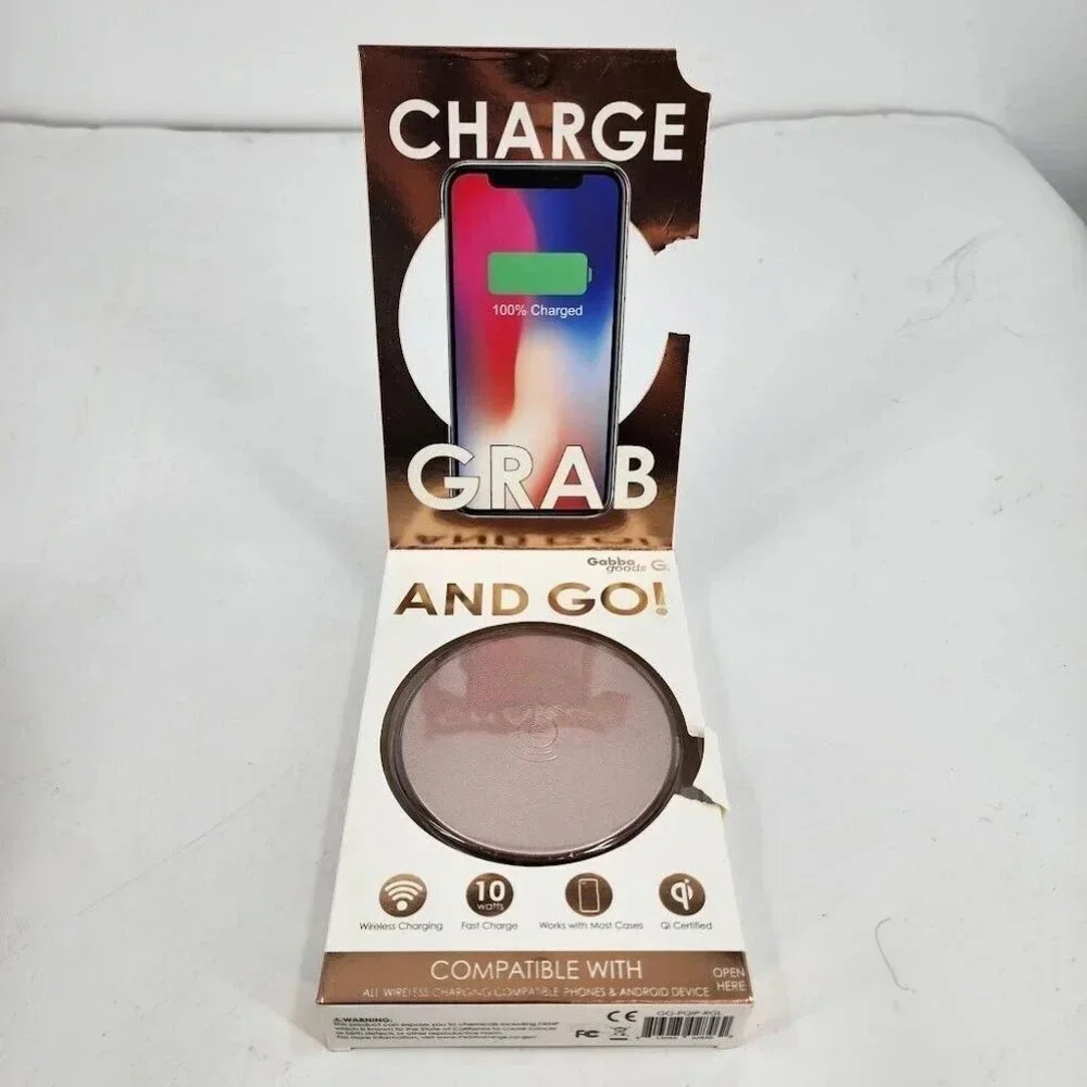 Gabba Goods Rapid Charge Wireless Pad For Charging Smartphones Rose Gold‎